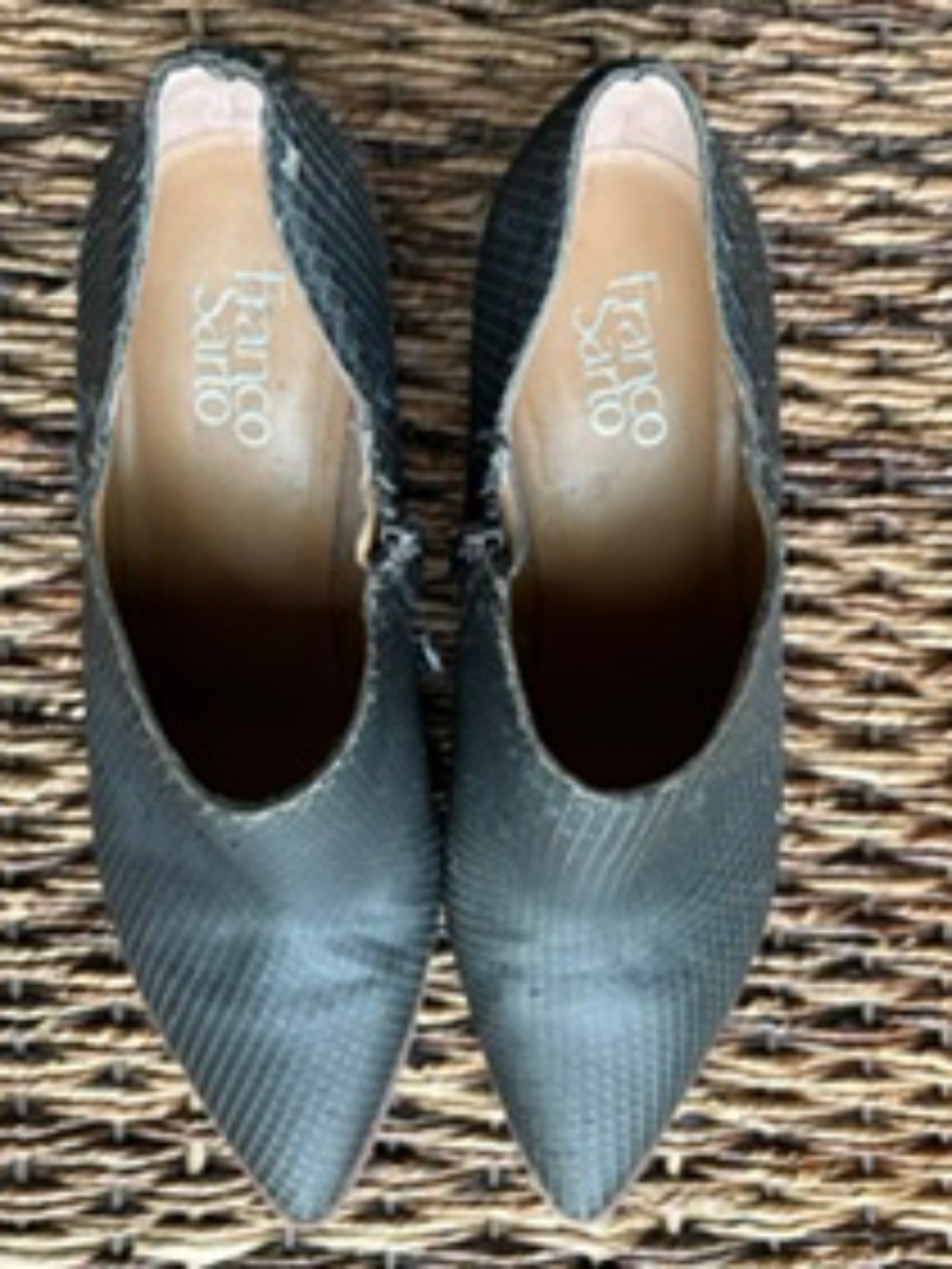 Franco Sarto Leather Snakeskin Textured Ankle Boot